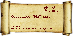 Kovacsics Mánuel névjegykártya
